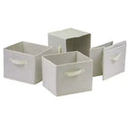 Winsome 5pc Verona Set Storage Shelf with Folding Fabric Baskets Walnut/White: Mid-Century Modern Design, Wood Composite
