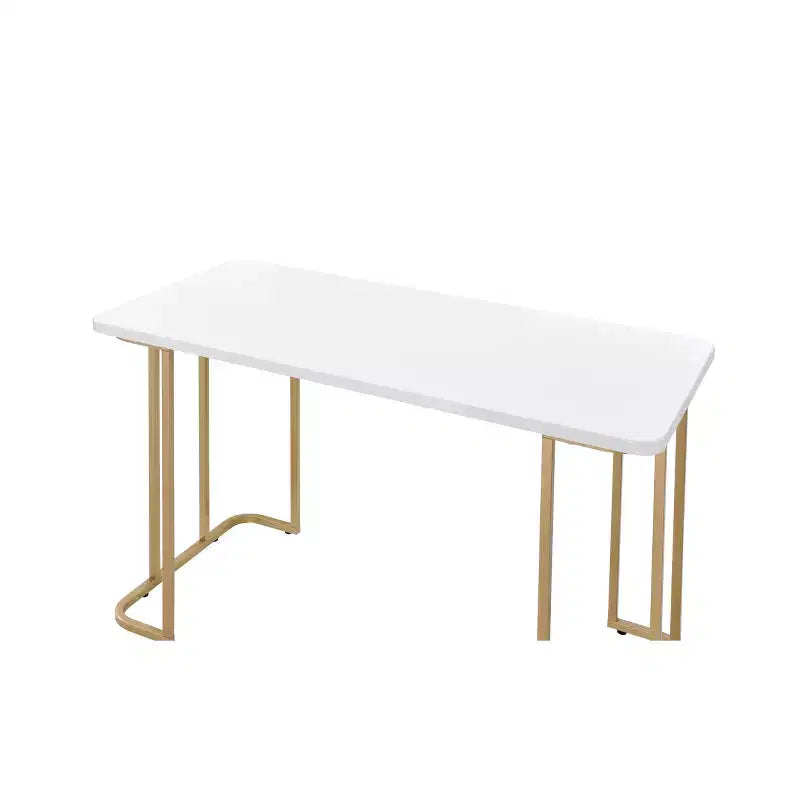 Scrivania Estie Acme Furniture Bianca/Oro: Ufficio Elegante, Tavolo Studio per Ragazzi e Bambini, Senza Spazio di Archiviazione