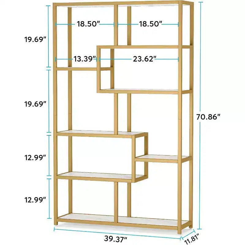 LITTLE TREE 70.86" 5 Tier Etagere Bookcase White/Gold