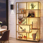 LITTLE TREE 70.86" 5 Tier Etagere Bookcase White/Gold