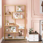 LITTLE TREE 70.86" 5 Tier Etagere Bookcase White/Gold