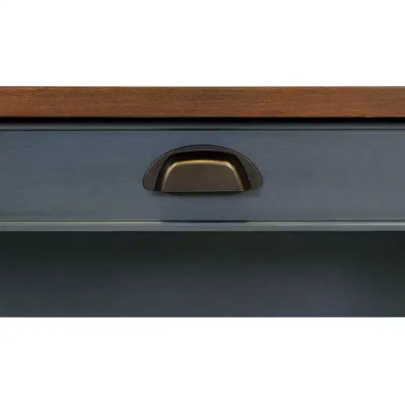 Scrivania a piedistallo a L aperta blu - Collezione Fairmont - Martin Furniture: Legno, Stazione di ricarica, Porta USB