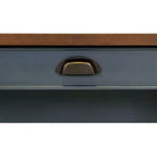 Scrivania a piedistallo a L aperta blu - Collezione Fairmont - Martin Furniture: Legno, Stazione di ricarica, Porta USB
