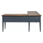 Scrivania a piedistallo a L aperta blu - Collezione Fairmont - Martin Furniture: Legno, Stazione di ricarica, Porta USB