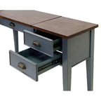 Scrivania a piedistallo a L aperta blu - Collezione Fairmont - Martin Furniture: Legno, Stazione di ricarica, Porta USB