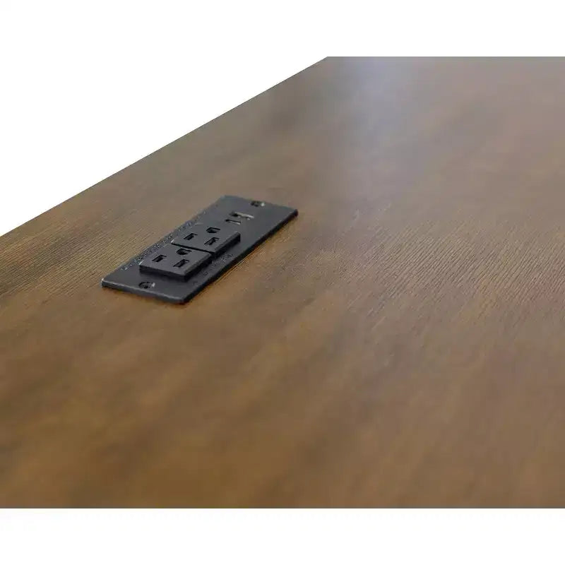 Scrivania a piedistallo a L aperta blu - Collezione Fairmont - Martin Furniture: Legno, Stazione di ricarica, Porta USB