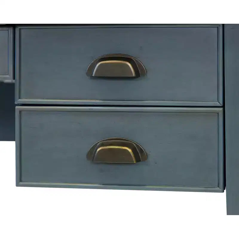 Scrivania a piedistallo a L aperta blu - Collezione Fairmont - Martin Furniture: Legno, Stazione di ricarica, Porta USB