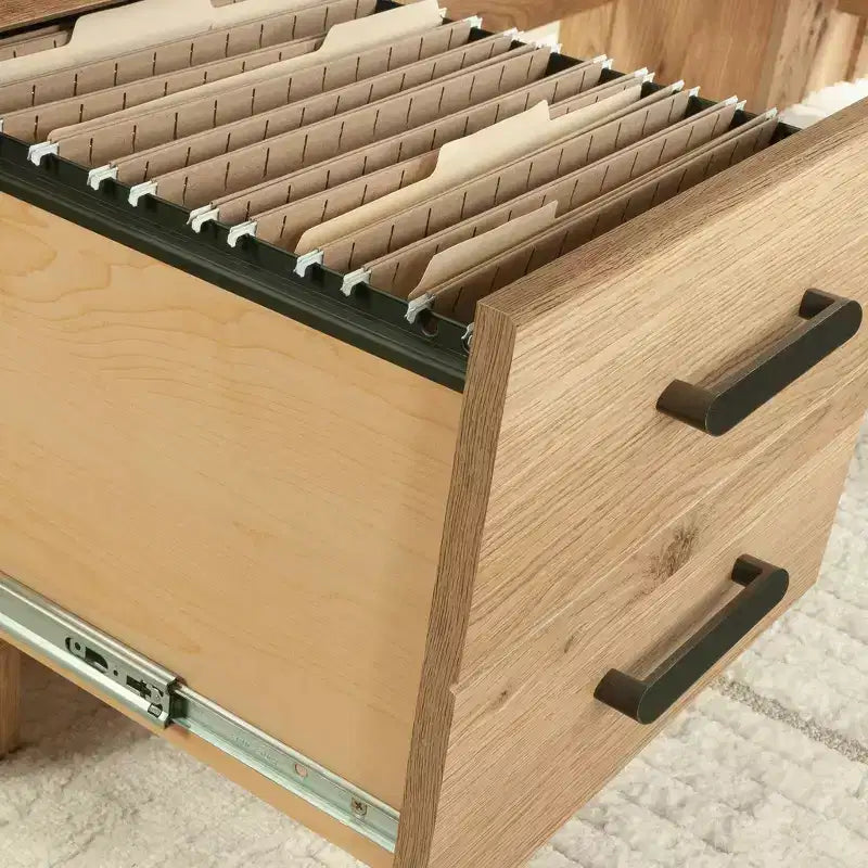 Scrivania a L Sauder Rosedale Ranch con cassetto portadocumenti, rovere Timber