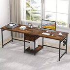 LITTLE TREE 78.7" Computer Desk Brown