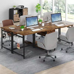 LITTLE TREE 78.7" Computer Desk Brown