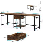 LITTLE TREE 78.7" Computer Desk Brown