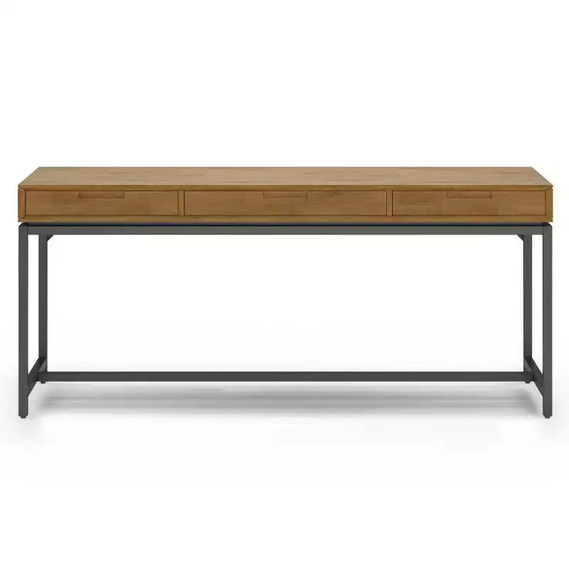 Devlin Wide Mid-Century Desk Medium Saddle Brown - WyndenHall: Executive Office, 72" Width, Integrated File Cabinet
