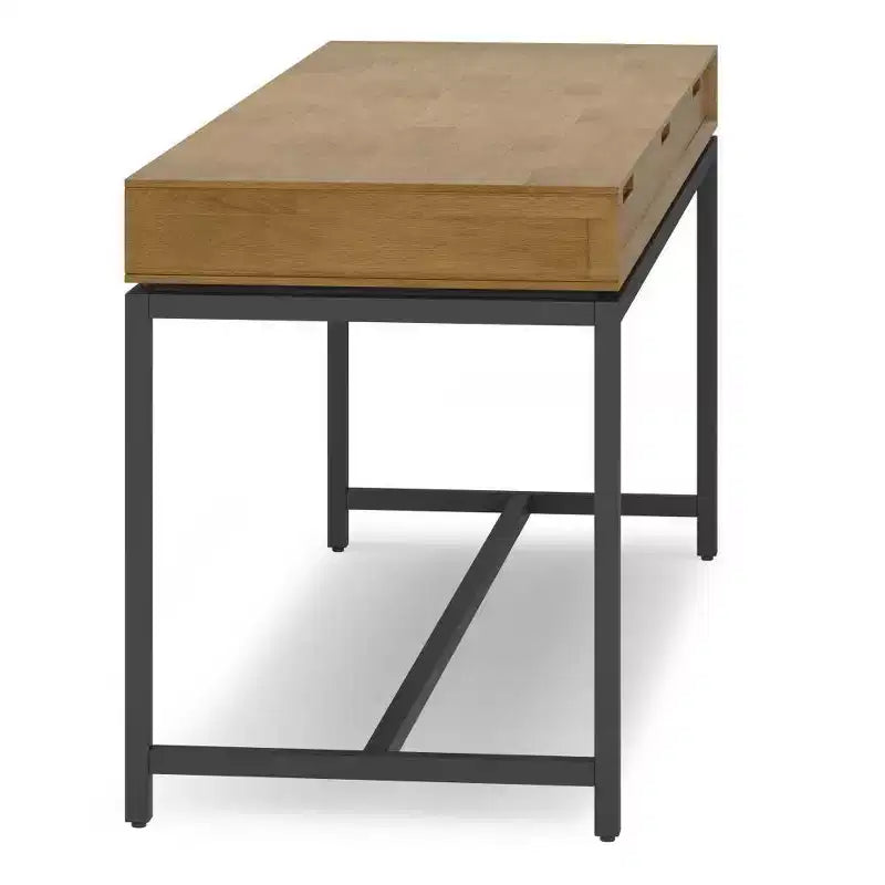 Devlin Wide Mid-Century Desk Medium Saddle Brown - WyndenHall: Executive Office, 72" Width, Integrated File Cabinet