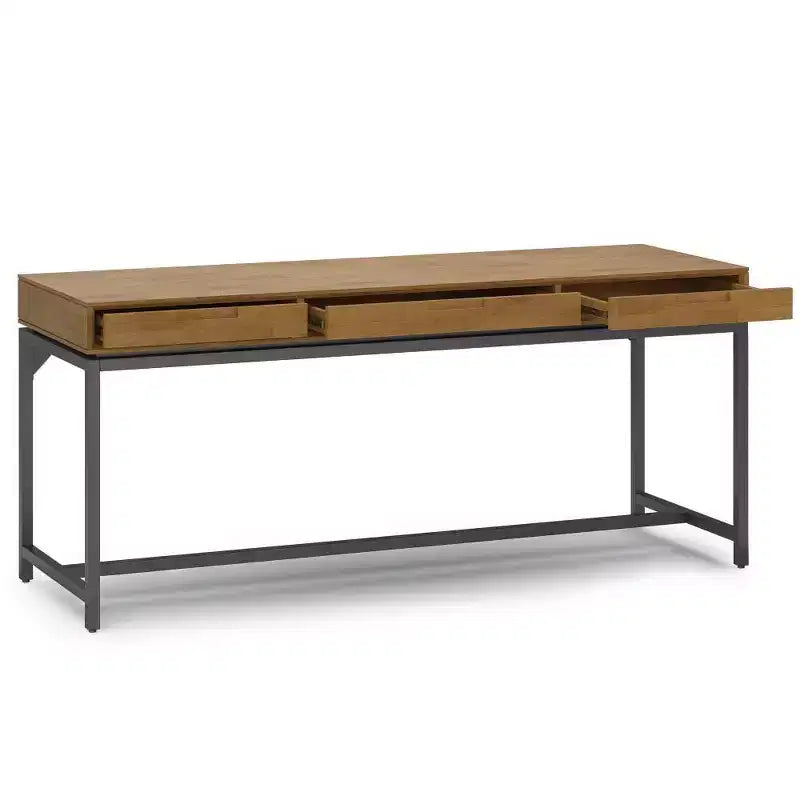 Devlin Wide Mid-Century Desk Medium Saddle Brown - WyndenHall: Executive Office, 72" Width, Integrated File Cabinet