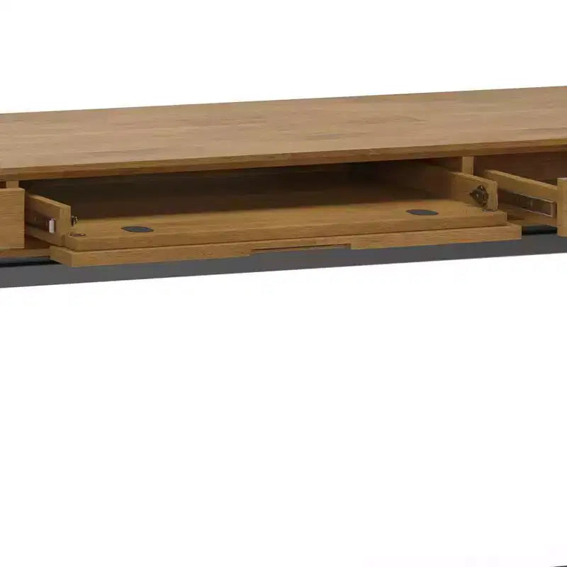 Devlin Wide Mid-Century Desk Medium Saddle Brown - WyndenHall: Executive Office, 72" Width, Integrated File Cabinet