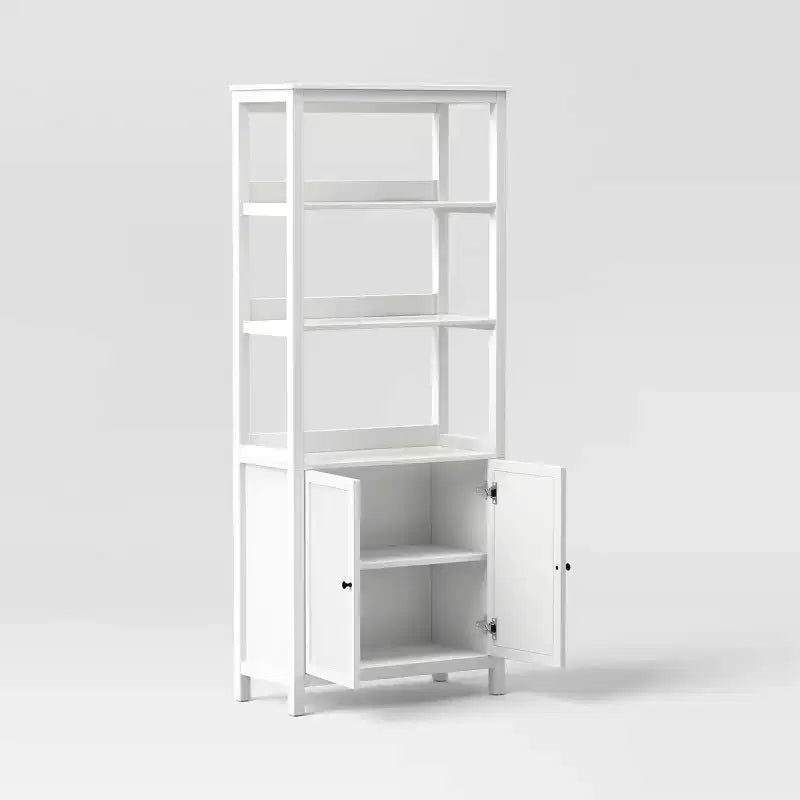 72" Bookcase Traditional With Three Open Shelves and Cabinet Classic White - Room Essentials™