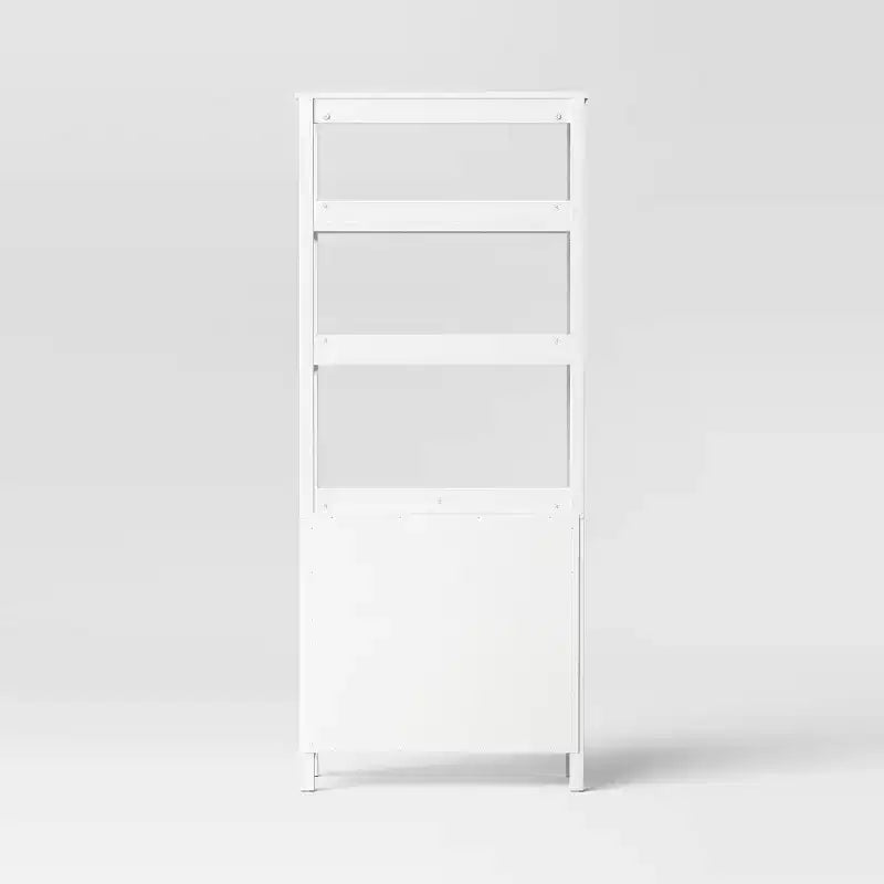 72" Bookcase Traditional With Three Open Shelves and Cabinet Classic White - Room Essentials™