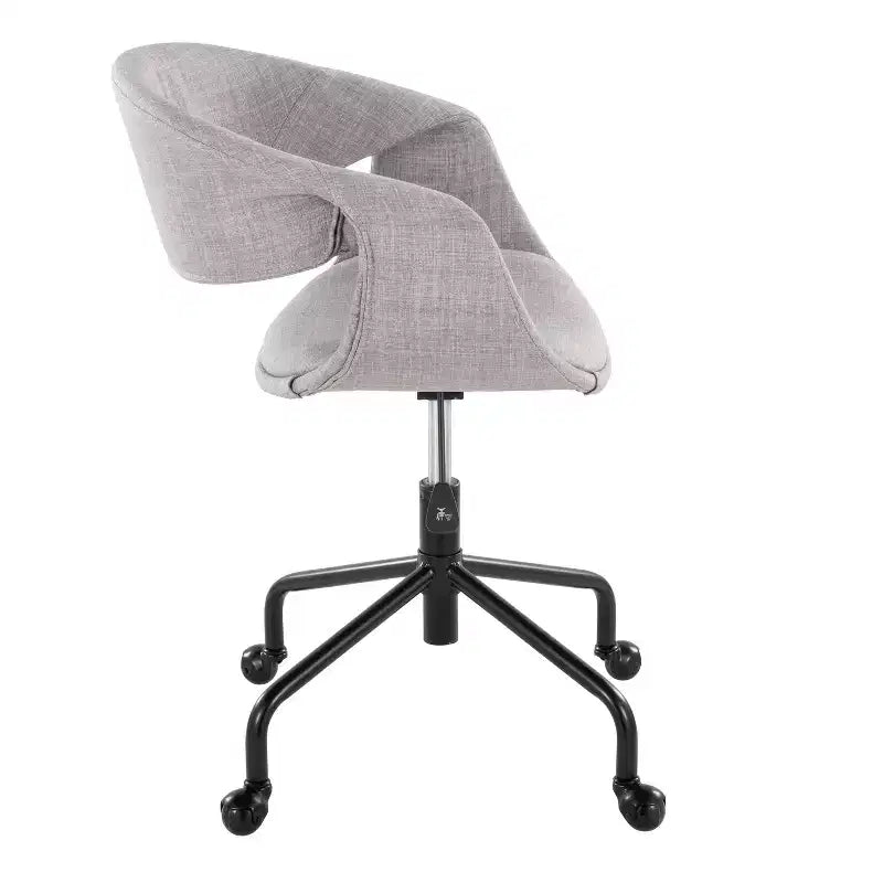 LumiSource Curvo Upholstered 4-Stars Task Chair Black Metal/Gray Fabric