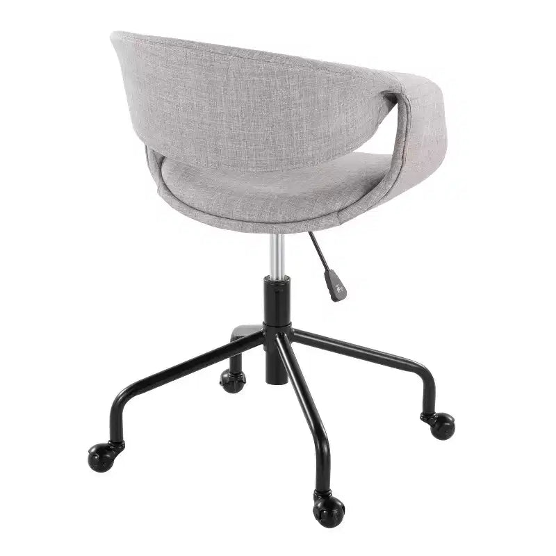LumiSource Curvo Upholstered 4-Stars Task Chair Black Metal/Gray Fabric
