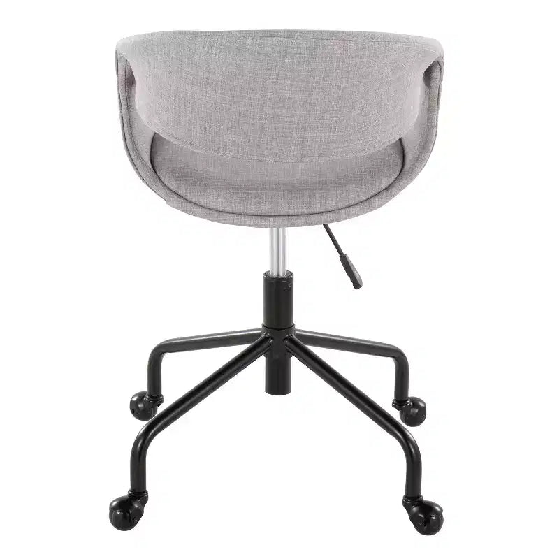 LumiSource Curvo Upholstered 4-Stars Task Chair Black Metal/Gray Fabric