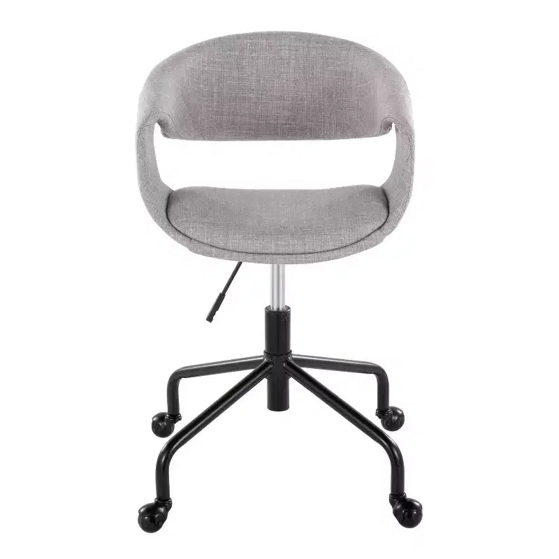 LumiSource Curvo Upholstered 4-Stars Task Chair Black Metal/Gray Fabric