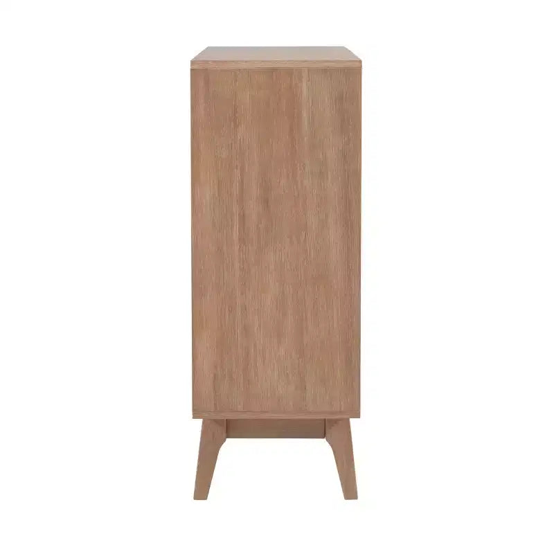38" Wedeln 3-Shelf Mid-Century Modern Bookcase with Sliding Doors Natural Finish Wood - Powell