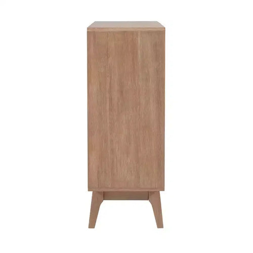 38" Wedeln 3-Shelf Mid-Century Modern Bookcase with Sliding Doors Natural Finish Wood - Powell