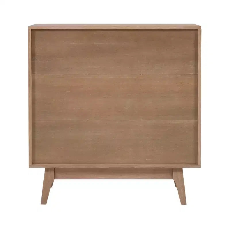 38" Wedeln 3-Shelf Mid-Century Modern Bookcase with Sliding Doors Natural Finish Wood - Powell