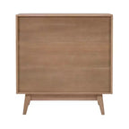 38" Wedeln 3-Shelf Mid-Century Modern Bookcase with Sliding Doors Natural Finish Wood - Powell
