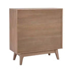 38" Wedeln 3-Shelf Mid-Century Modern Bookcase with Sliding Doors Natural Finish Wood - Powell
