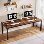 LITTLE TREE 78.7" Extra Long Computer Desk for Home Office Brown/Black