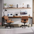 LITTLE TREE 78.7" Extra Long Computer Desk for Home Office Brown/Black