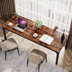 LITTLE TREE 78.7" Extra Long Computer Desk for Home Office Brown/Black