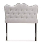 Twin Emma Modern And Contemporary Fabric Headboard Beige - Baxton Studio: Curvaceous, Button-Tufted, Solid Wood Posts