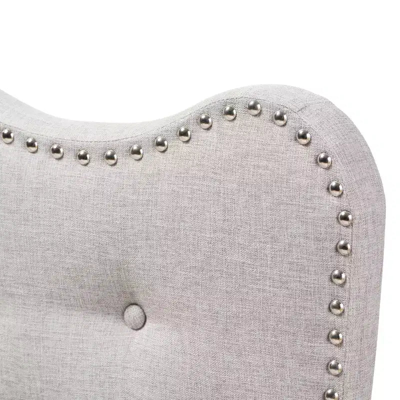 Twin Emma Modern And Contemporary Fabric Headboard Beige - Baxton Studio: Curvaceous, Button-Tufted, Solid Wood Posts