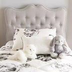 Twin Emma Modern And Contemporary Fabric Headboard Beige - Baxton Studio: Curvaceous, Button-Tufted, Solid Wood Posts