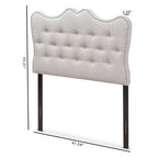 Twin Emma Modern And Contemporary Fabric Headboard Beige - Baxton Studio: Curvaceous, Button-Tufted, Solid Wood Posts