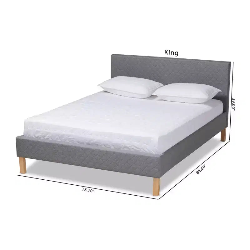Letto a piattaforma King Aneta grigio - Baxton Studio