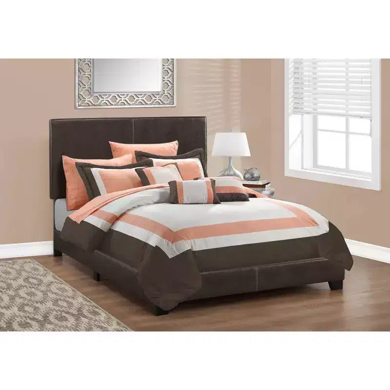 Full Size Bed Leather Dark Brown - EveryRoom