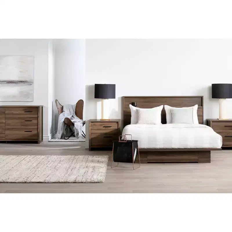 Full/Queen Tao Headboard with Shelf Natural Walnut - South Shore