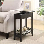 Breighton Home Harper End Table with Flip Top Storage and Lower Shelf Black
