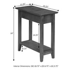 Breighton Home Harper End Table with Flip Top Storage and Lower Shelf Black