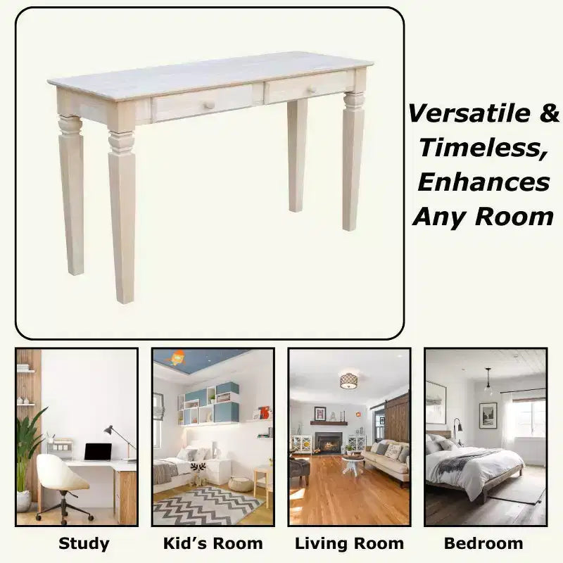 Java Console Table with 2 Drawers Unfinished - International Concepts
