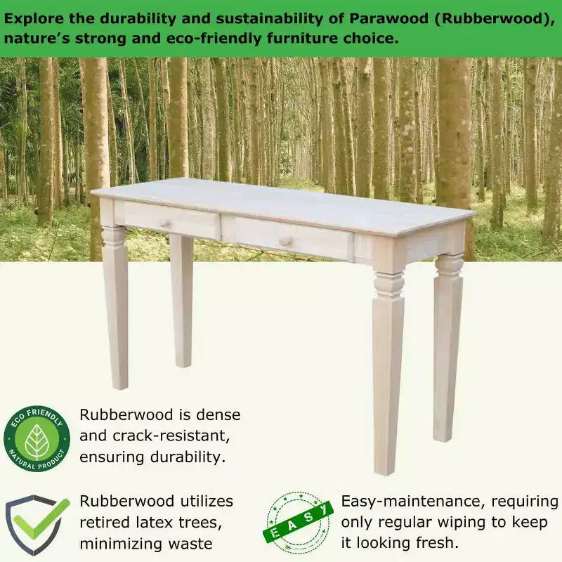Java Console Table with 2 Drawers Unfinished - International Concepts