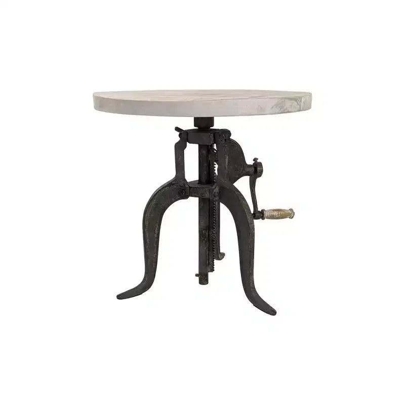 Carolina Living Emma Adjustable Crank Accent Table Natural Driftwood/Aged Iron: 30 Day Warranty, Mango Wood Top, Iron Frame
