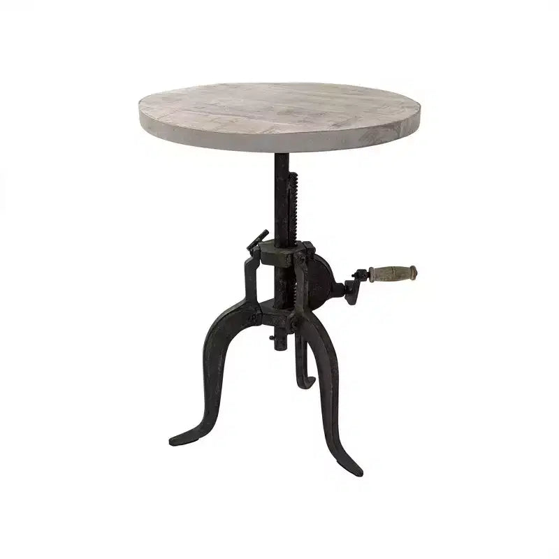 Carolina Living Emma Adjustable Crank Accent Table Natural Driftwood/Aged Iron: 30 Day Warranty, Mango Wood Top, Iron Frame