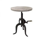 Carolina Living Emma Adjustable Crank Accent Table Natural Driftwood/Aged Iron: 30 Day Warranty, Mango Wood Top, Iron Frame
