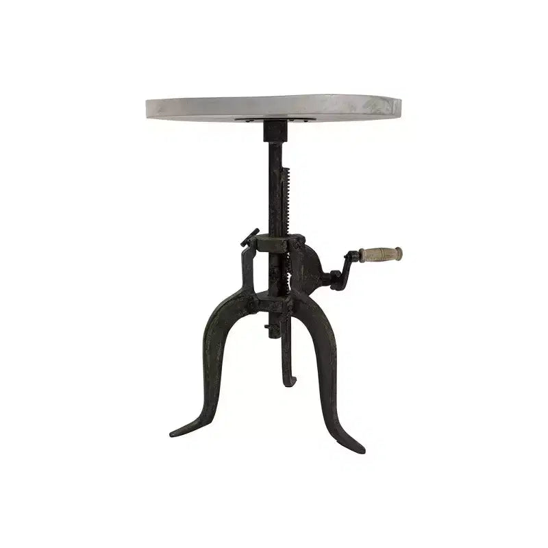 Carolina Living Emma Adjustable Crank Accent Table Natural Driftwood/Aged Iron: 30 Day Warranty, Mango Wood Top, Iron Frame