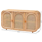 bali & pari Evania Natural Rattan 3 Door Storage Cabinet Natural