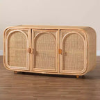 bali & pari Evania Natural Rattan 3 Door Storage Cabinet Natural